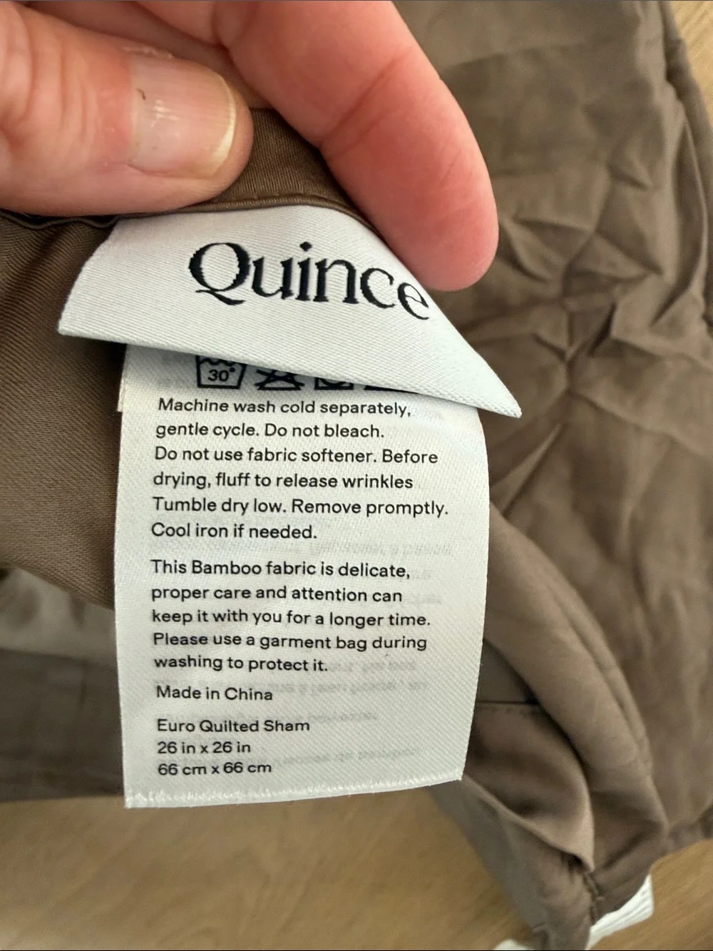 EUC Quince Bamboo Dream Quilted Euro Sham – Neutral Earth/Brown/Taupe Tone